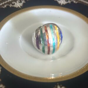 Vintage SIAM STERLING SILVER Enamel Dome Ring